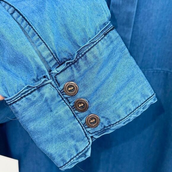 One Teaspoon Womens Button Front Chambray Oversized Bahama Tux Shirt Blue XS NWT - Picture 5 of 8